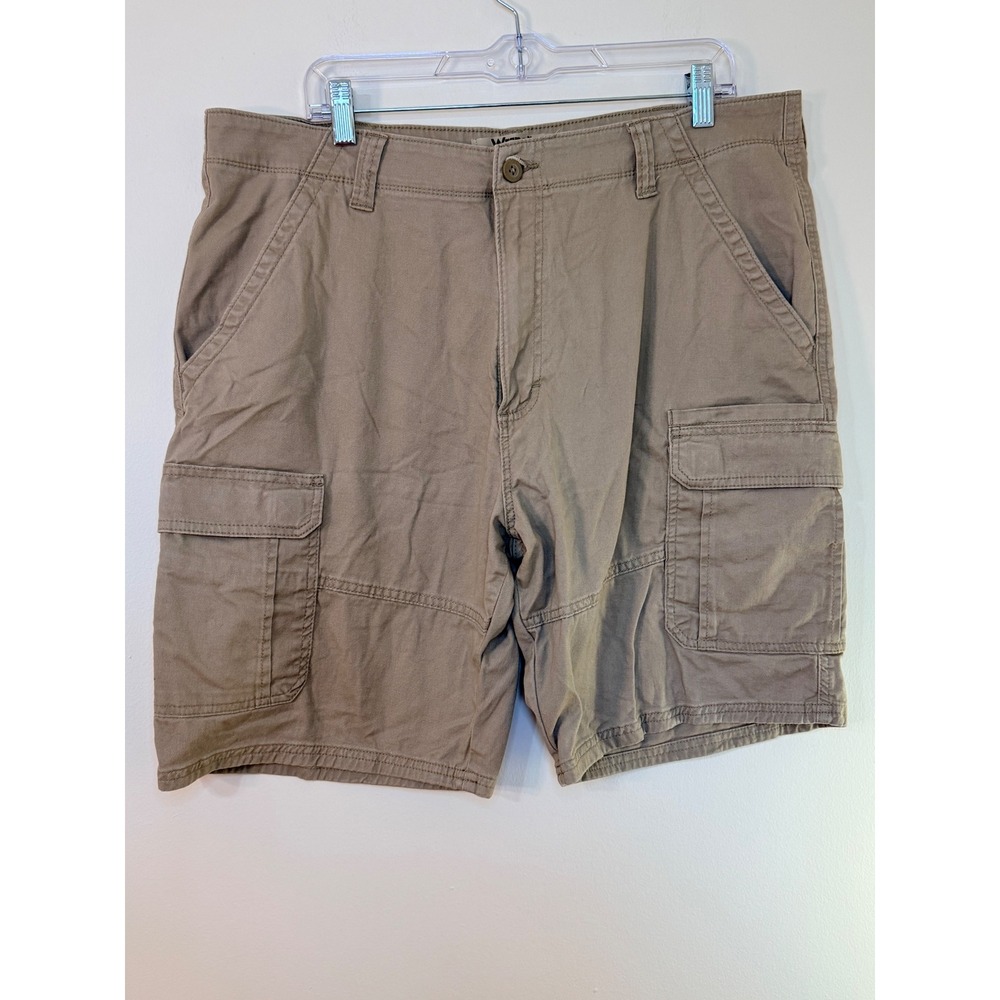 Wrangler Authentics Mens Khaki Cargo Shorts Size 38 Tan Stretch 10ZM6ACGR